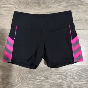 Virtual Sensuality Fit CYSM Rave Shorts S Women Black Neon Pink Striped Athletic